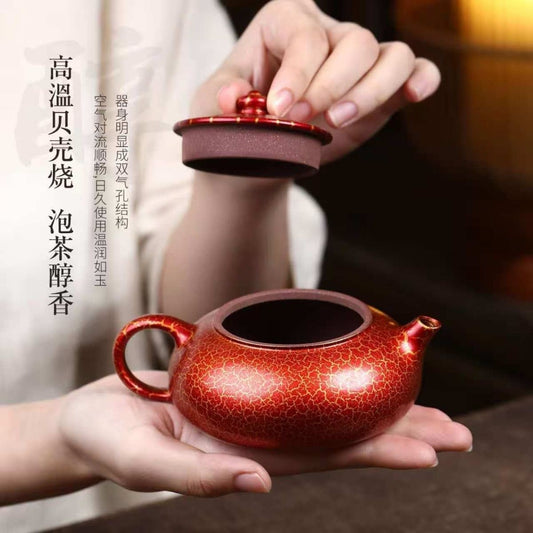 Yixing Zisha Clam Shell Fired Teapot 180ml Handmade Gongfu Tea Pot