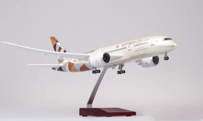 1:130 43CM ETIHAD BOEING 787 Passenger Plane Landing Gear Resin Aircraft Model