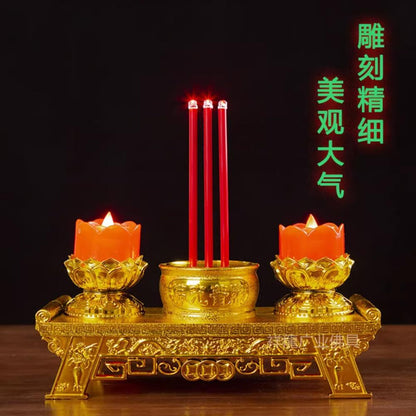 19cm New LED Lotus Candlestick Buddha Candle Lamp Household Electronic Candle