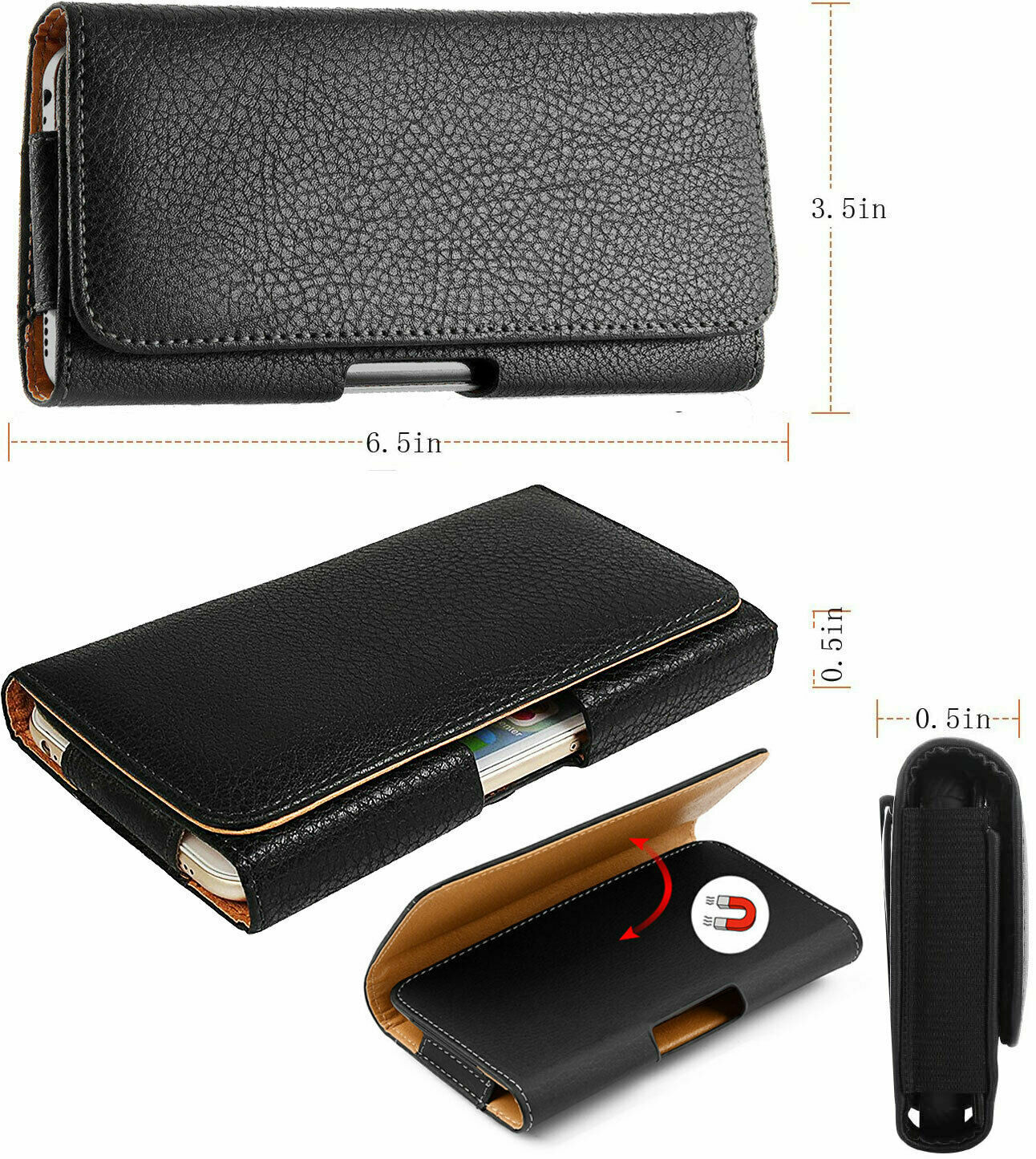 For Apple iPhone 14 Pro Max/ Pro Case Leather Belt Clip Horizontal Holster Cover