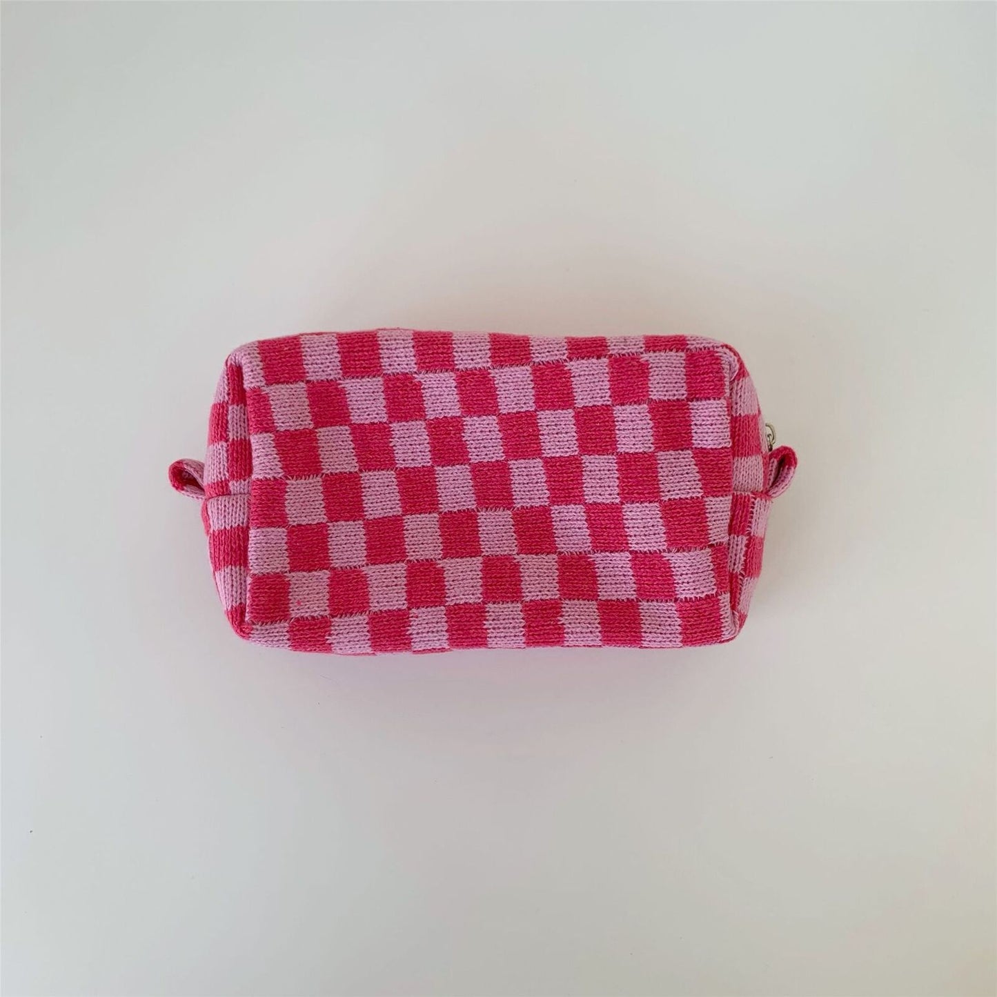 Lattice Cosmetic Bag Knitted Fabric Makeup Organizer Travel Toiletry Beauty Case
