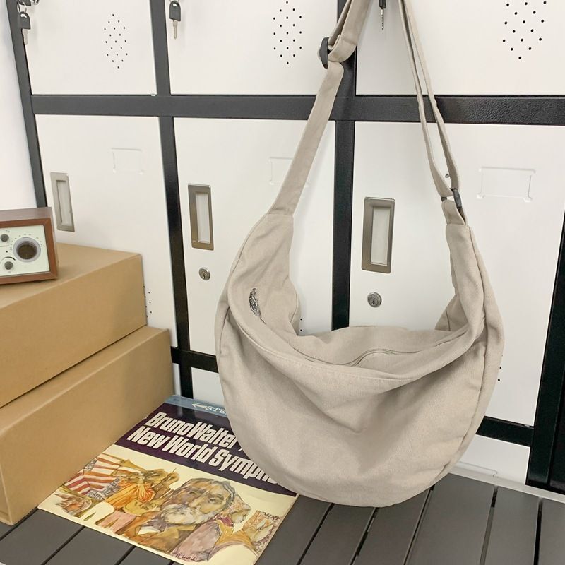 Canvas Fabric Grunge Big Soft Slouchy Hobo Bag Laptop Weekender Side Shoulder