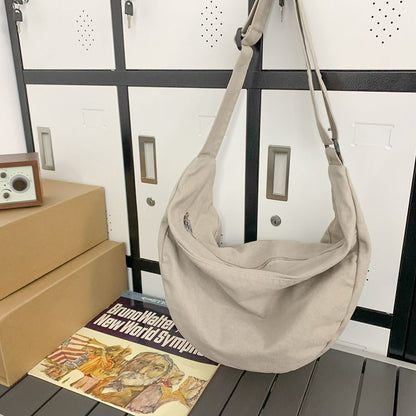 Canvas Fabric Grunge Big Soft Slouchy Hobo Bag Laptop Weekender Side Shoulder