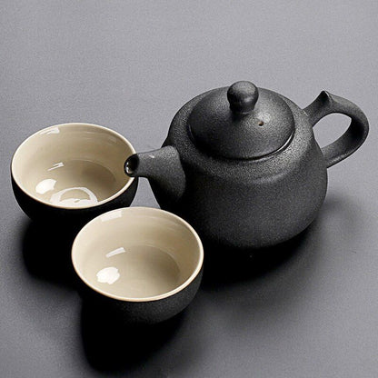 Solid Drinkware Ceramic Teapots Traditional Japanese Style Black Crockery Teacup