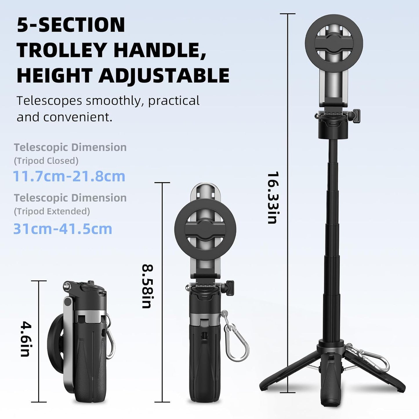 Magnetic Selfie Stick Mini Tripod for Iphone, Portable Pocket 4-In-1 Multifuncti