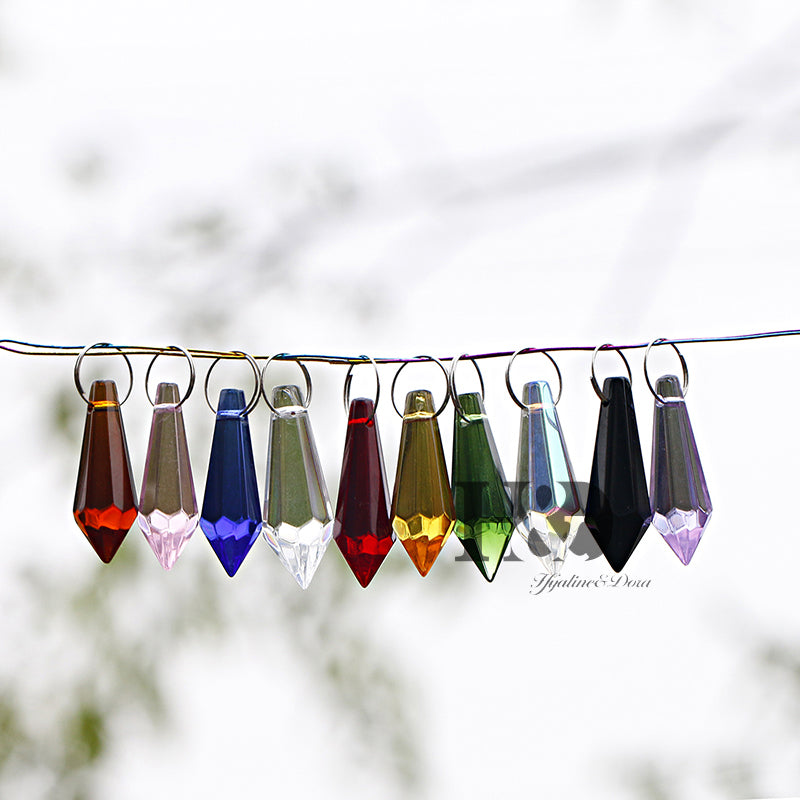 50PCS Rainbow Chandelier Crystals Lamp Prisms Parts Hanging Drops Pendants 38mm