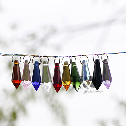 50PCS Rainbow Chandelier Crystals Lamp Prisms Parts Hanging Drops Pendants 38mm