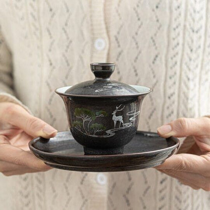 Deer Ceramic Gaiwan Tea Cups and Sets 150ml
