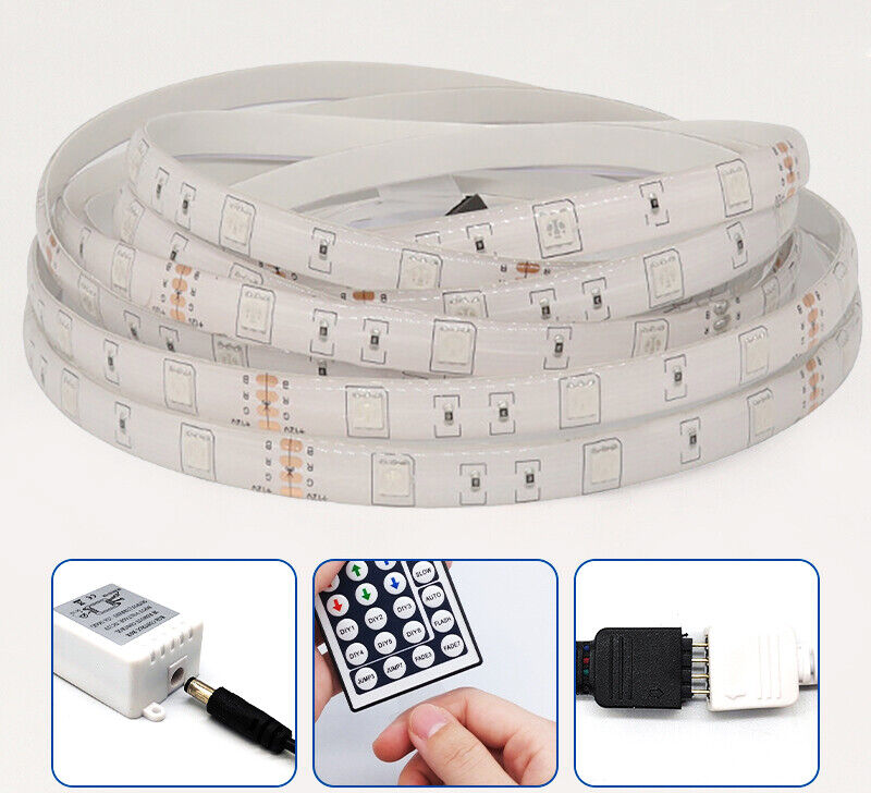 5M 10M 15M 20M RGB 5050 LED Strip light SMD 44 Key Remote 12V US Power Full Kit