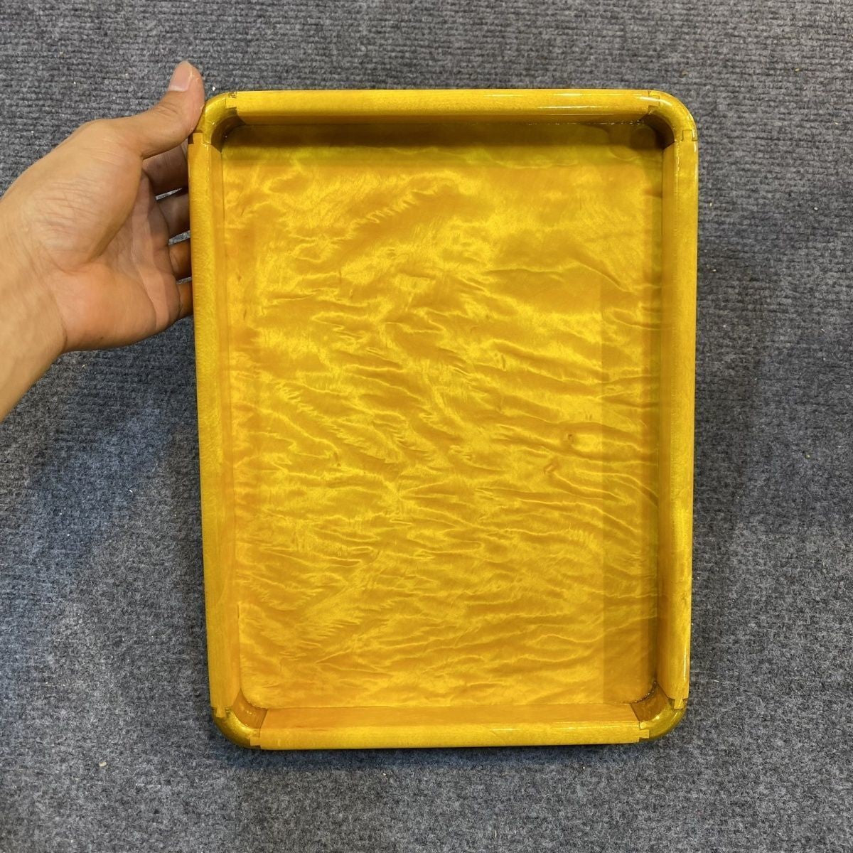 Big Leaf Phoebe Wooden Tray Water Ripple Pattern Solid Wood Tea Serving Platter