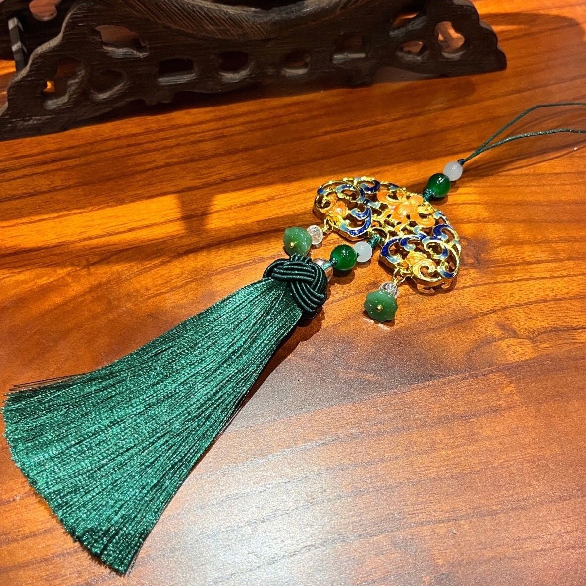 Retro Tassel Cloisonne Flower Pendant Cheongsam Bag/Car Hanger