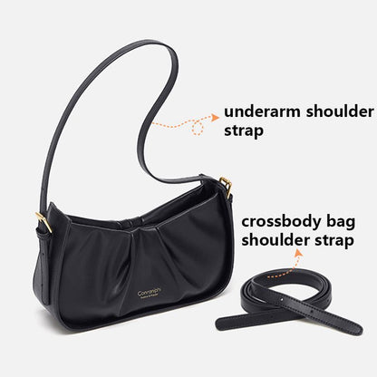 Split Leather Underarm Bag Shoulder Crossbody Cowhide Mini Wallet Purse Zipper