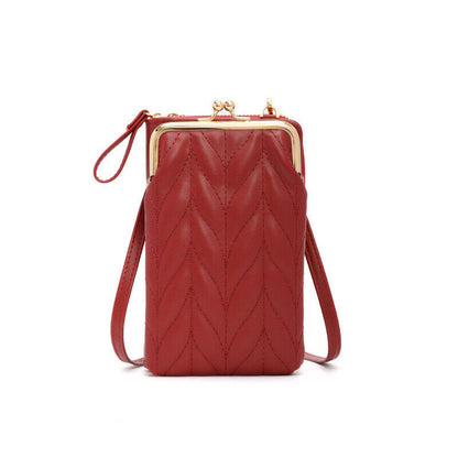 Female Cell Phone Money Bags Ladies Purse Soft Leather Flap Mini Crossbody Bags