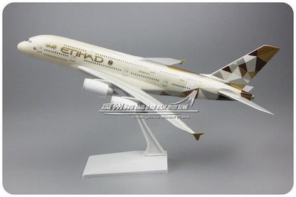 36CM 1:200 ETIHAD AIRBUS A380 Passenger Airplane ABS Plastic Assembled Model
