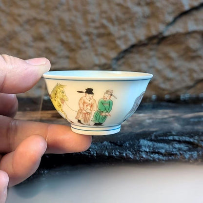 vintage chinese jingdezhen doucai tea cup: scholar 2