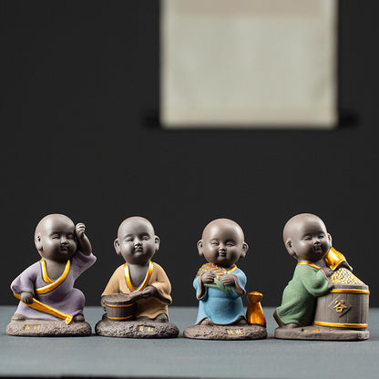 creative tea pet Zen style monk statue table house warming gift purple clay new