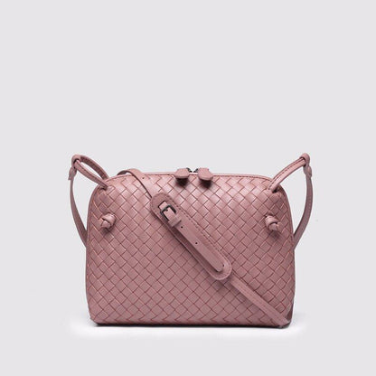 Woven Square Bag Genuine Leather Small Purse Single Shoulder Bag Crossbody Pouch