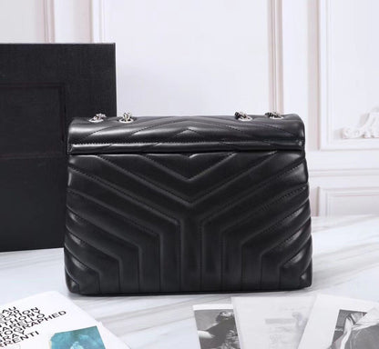 Large Computer Bag Tote Diamond Pattern Bag Metal Chain Shoulder Crossbody Purse