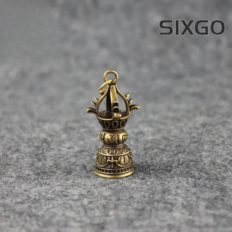 Copper Brass Buddhist Vajra Bell Keychain Handmade Home Decor Ornaments Crafts