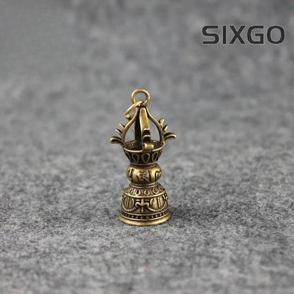 Copper Brass Buddhist Vajra Bell Keychain Handmade Home Decor Ornaments Crafts