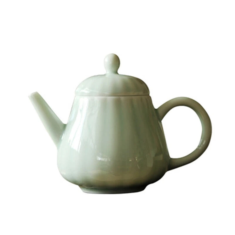 1pc 4.92" White Porcelain Celadon Ceramic Teapot Filter Simple Retro Teapot Gift