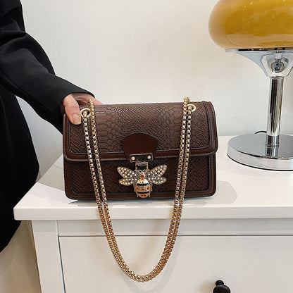 Women's Fashion Luxury Bag Crocodile Pattern One Shoulder Messenger Bag Chain