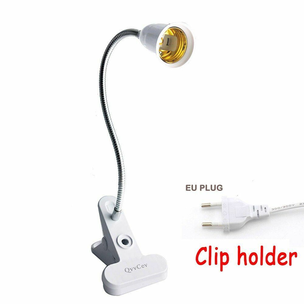Desk Light Clip On E27 Socket 3 Head Flexible Off Switch Lamp Holder LED Plant