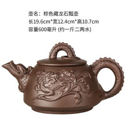 Large Capacity Purple Sand Teapot House Yixing Blossom Pot Tea Ceramic Kettle