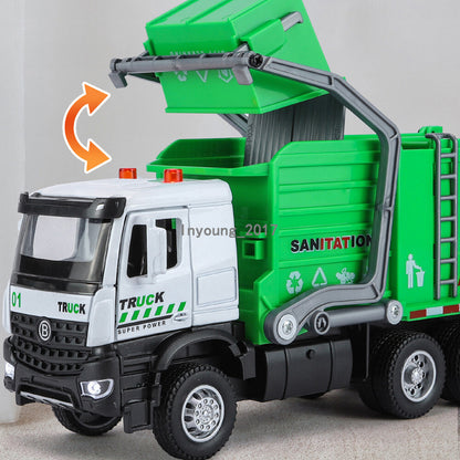 Garbage Truck Toys for Boys Diecast Vehicle Model Toy Car with Light Sound