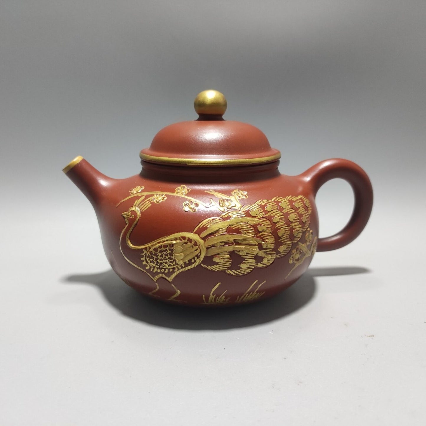 Vintage Chinese Yixing Purple Clay Teapot Zisha Ceremony Nice Peacock Teaware