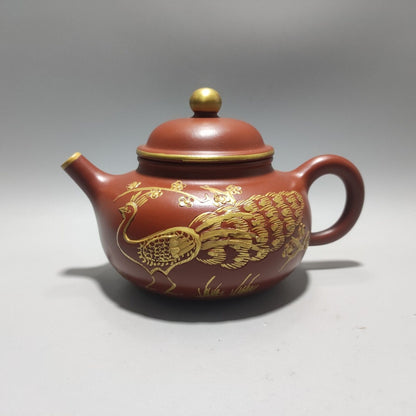 Vintage Chinese Yixing Purple Clay Teapot Zisha Ceremony Nice Peacock Teaware