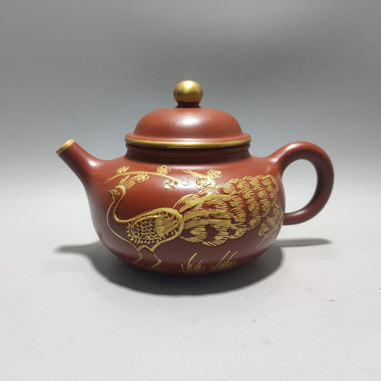Vintage Chinese Yixing Purple Clay Teapot Zisha Ceremony Nice Peacock Teaware
