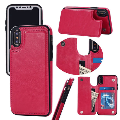 For iPhone 17/16 Pro Max/15/14/13/12 Leather Card Holder Wallet Phone Case