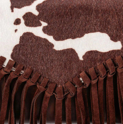 Celela Fashion Women Hair-on Cow Pattern Fringe Crossbody Bag Handbag Purse