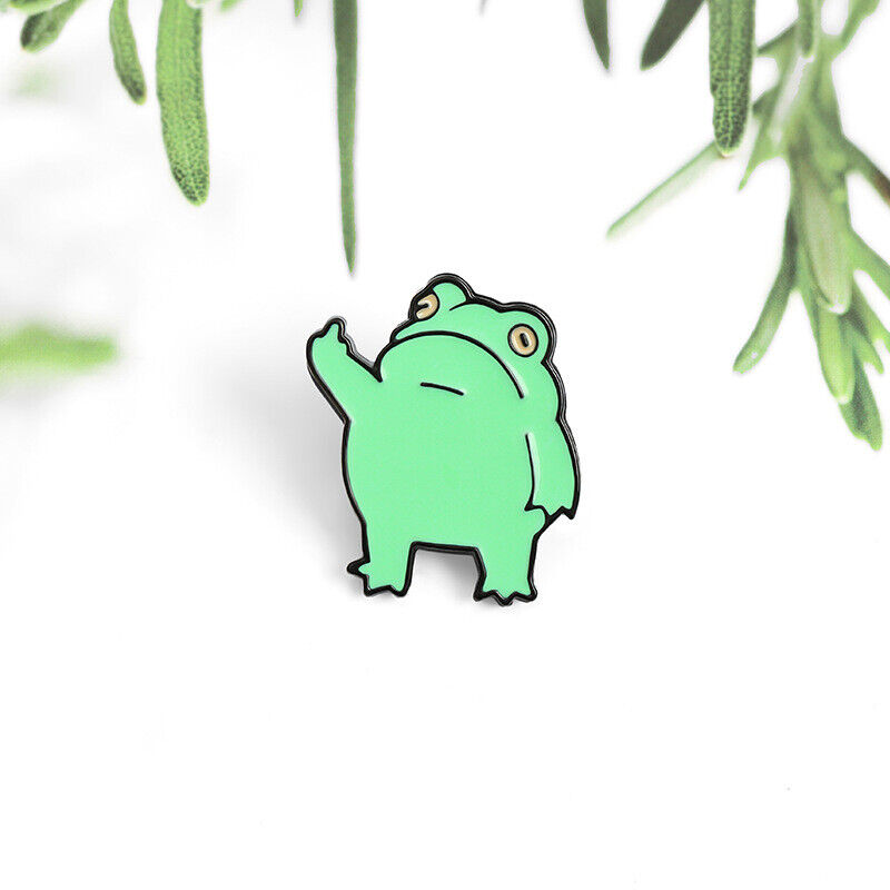Funny Middle Finger Frog Enamel Pin Cartoon Hat Frog Brooch Lapel Pins Badges