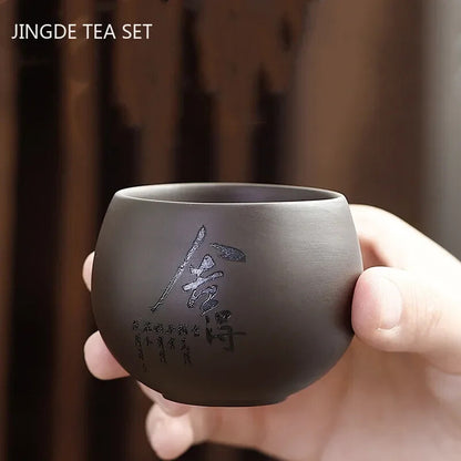 Chinese Yixing Purple Clay Teacup Oolong Tea Handmade Boutique Tea Cup Single