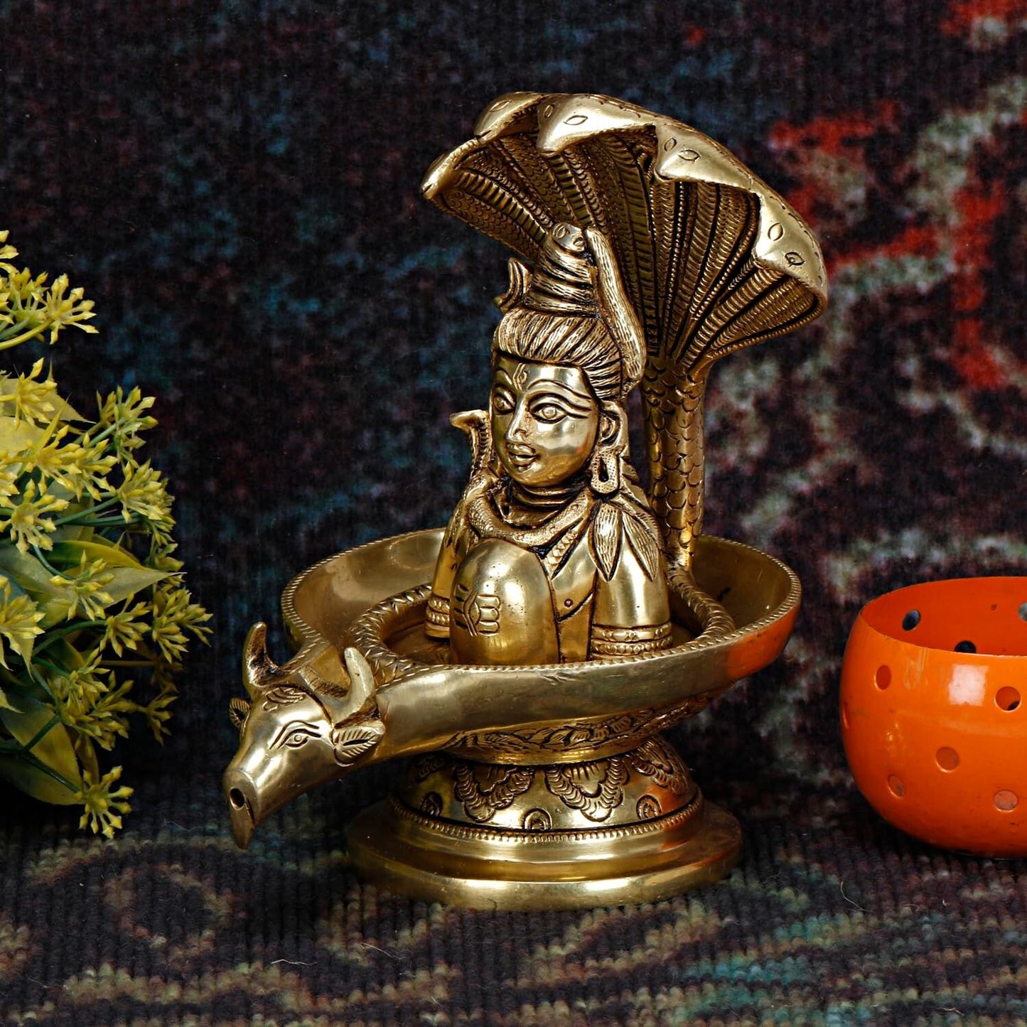 Hindu God Lord Brass Shivling with Snake Shiv Lingam Idol Statute Figurine