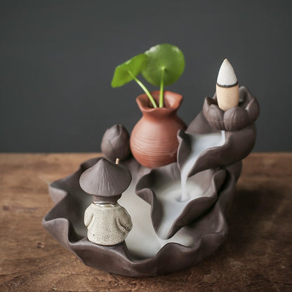 13.8CM Retro Purple Clay Incense Burner Incense Household Tea Pet Ornament