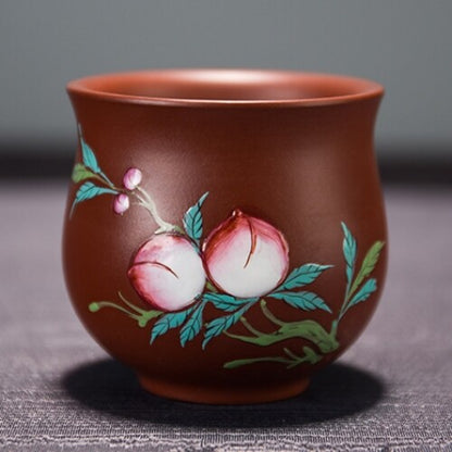 4pcs/lot Marked Tea Cup Chinese Handpainted Cup Real Yixing Zisha Purple Clay