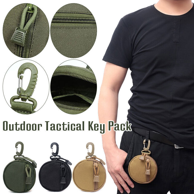 Outdoor Coins Purse Keychain Bag Pouch Tactical Round Wallet Portable Mini Bag