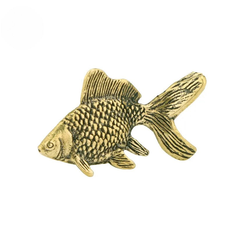 Solid Brass Fish Figurines Miniatures Antique Feng Shui Desktop Ornament Craft