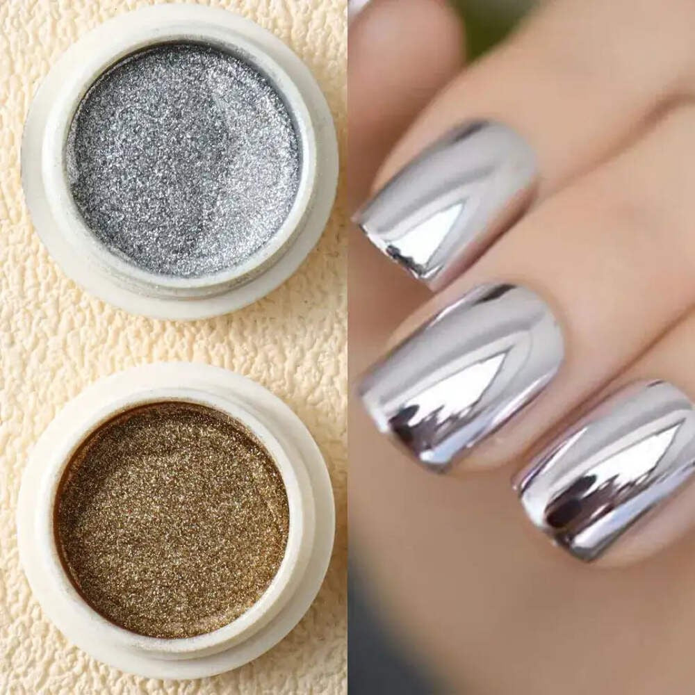 Gold Metallic Mirror Nail Powder – 6pc Chrome Set