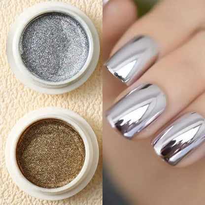 Gold Metallic Mirror Nail Powder – 6pc Chrome Set