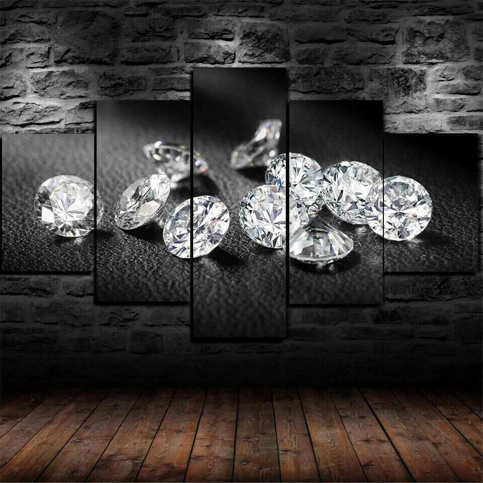 Diamonds Jewellery Photography 5 Panel Canvas Print Wall Art Poster Home Decor
