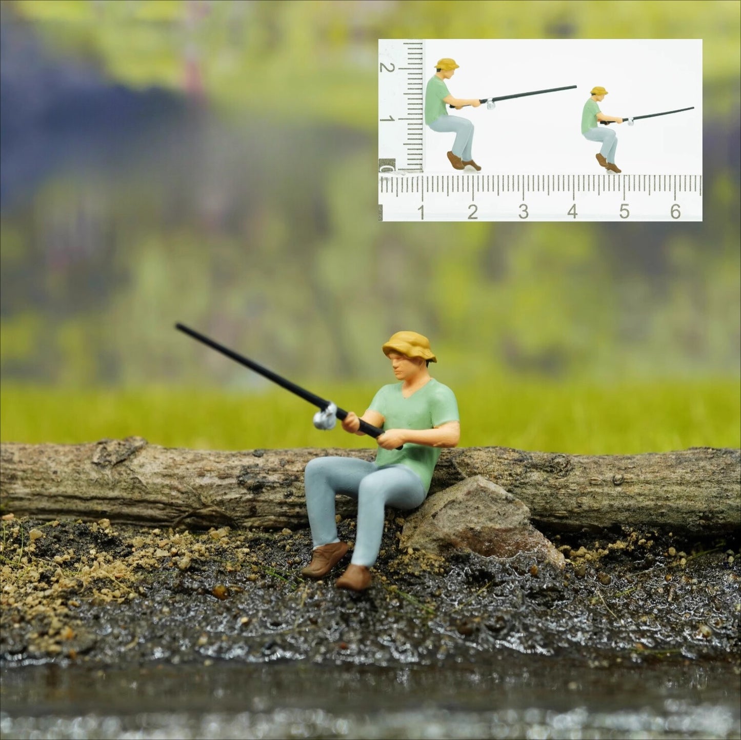 1:64 Scale Figure Model Fishing Sports Scene Display Layout Doll Model