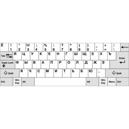 Russian Standard Keyboard Layout Sticker Orange Letters on Black