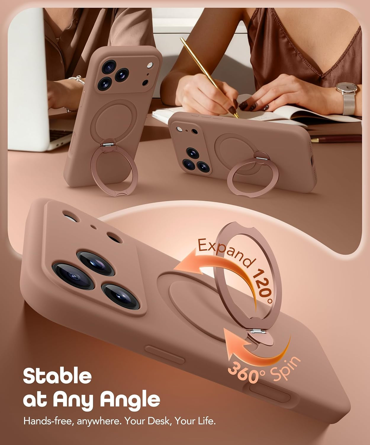 for Iphone 17 Pro Max Case with 360° Spin Magnetic Stand, [Compatible with Magsa