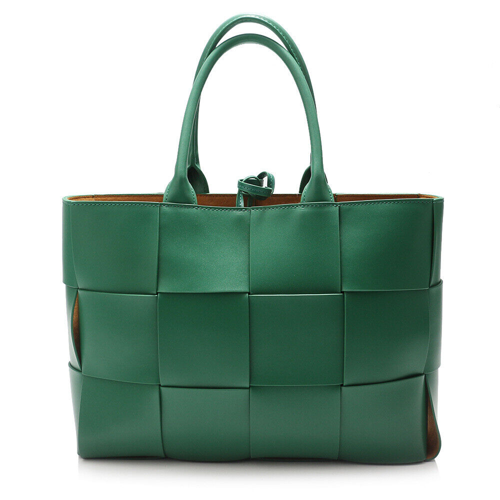 Woven Real Leather Tote Shopper Purse Handbag Work Bag Briefcase Fashion Medium