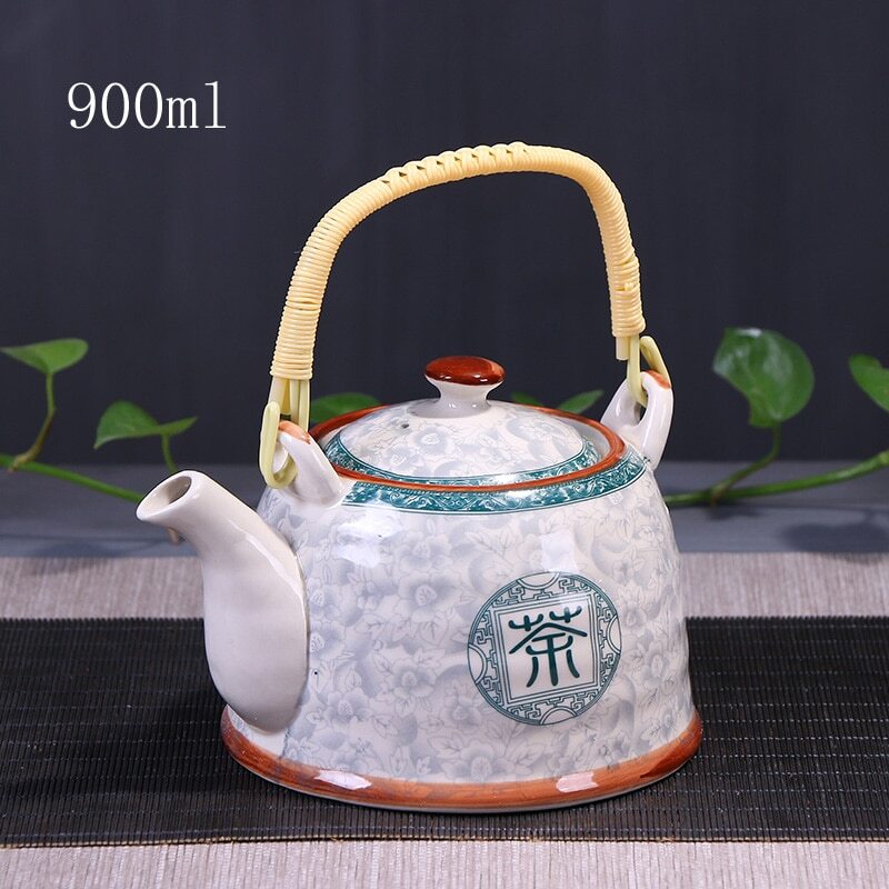 900ml China Porcelain Teapot With Strainer Net High Capacity Tea Pot For Hotel