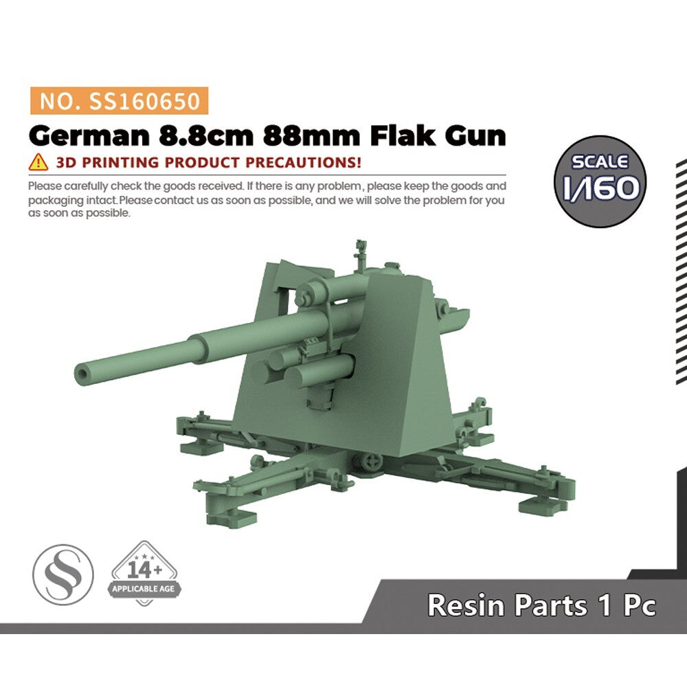 SS160650 1/160 N SCALE Railway Military Model Kit German 8.8cm 88mm Flak Gun
